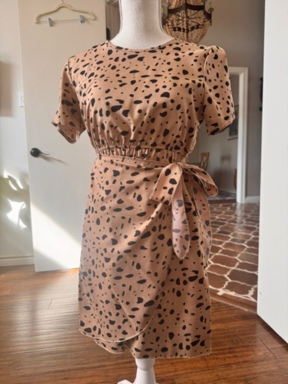 SHEIN Animal Print Beige and Black Dress - Size 2